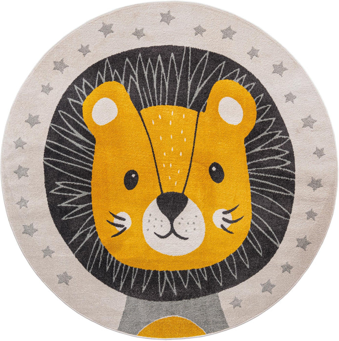 Unique Loom Whimsy Kids Collection Area Rug - Friendly Lion