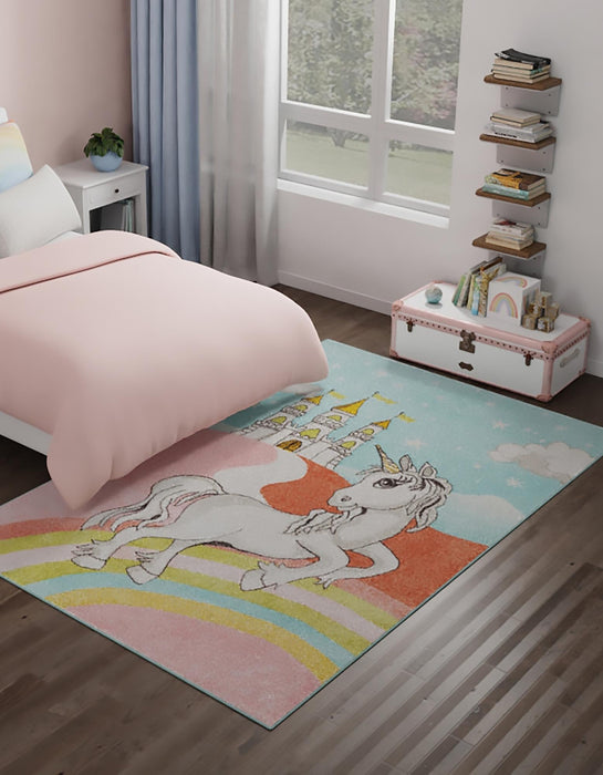 Unique Loom Whimsy Kids Collection Area Rug - Jolly Unicorn