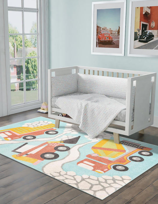 Unique Loom Whimsy Kids Collection Area Rug - Trucks