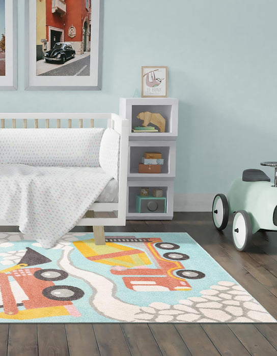 Unique Loom Whimsy Kids Collection Area Rug - Trucks