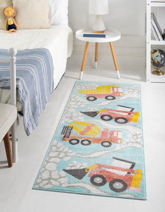 Unique Loom Whimsy Kids Collection Area Rug - Trucks