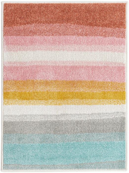 Unique Loom Whimsy Kids Collection Area Rug - Pastel Abstract Rainbow