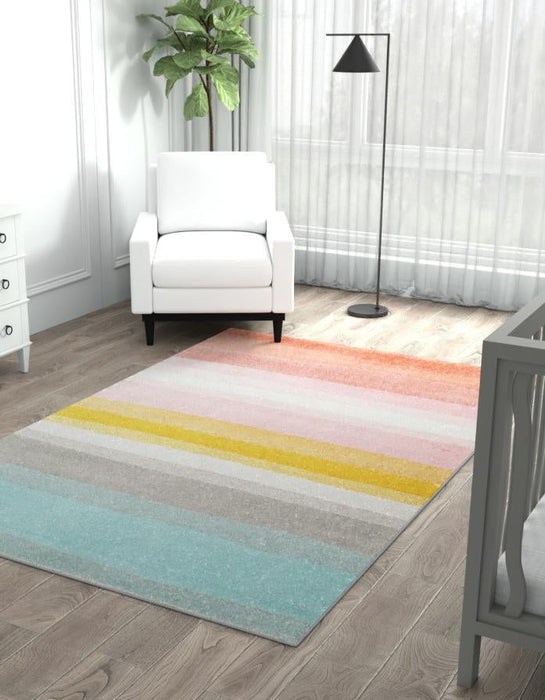 Unique Loom Whimsy Kids Collection Area Rug - Pastel Abstract Rainbow