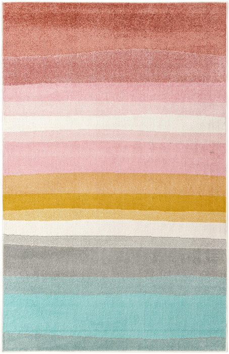 Unique Loom Whimsy Kids Collection Area Rug - Pastel Abstract Rainbow