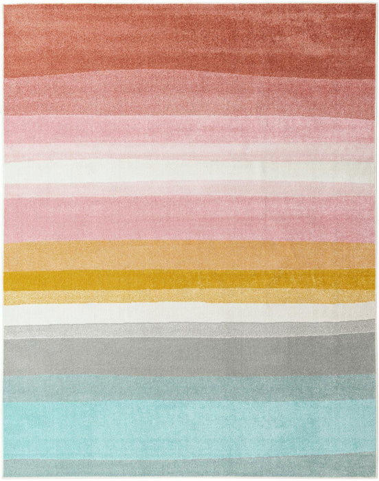 Unique Loom Whimsy Kids Collection Area Rug - Pastel Abstract Rainbow