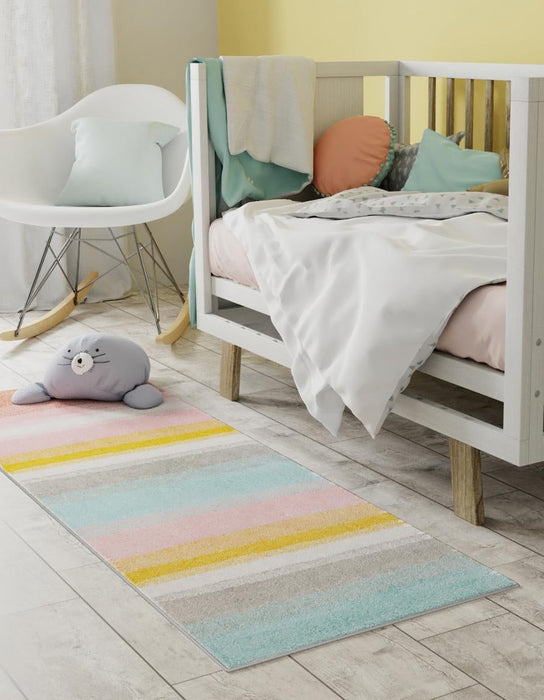 Unique Loom Whimsy Kids Collection Area Rug - Pastel Abstract Rainbow