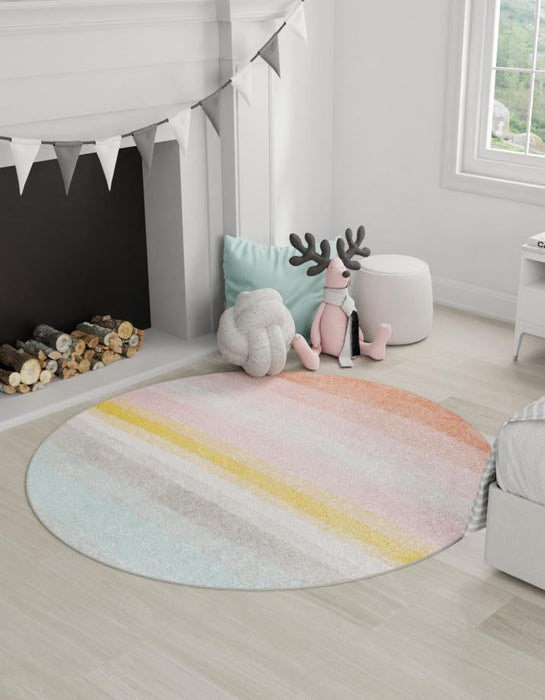 Unique Loom Whimsy Kids Collection Area Rug - Pastel Abstract Rainbow
