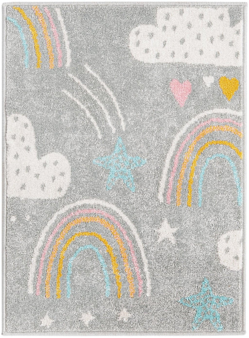 Unique Loom Whimsy Kids Collection Area Rug - Rainbow, Stars, And Clouds