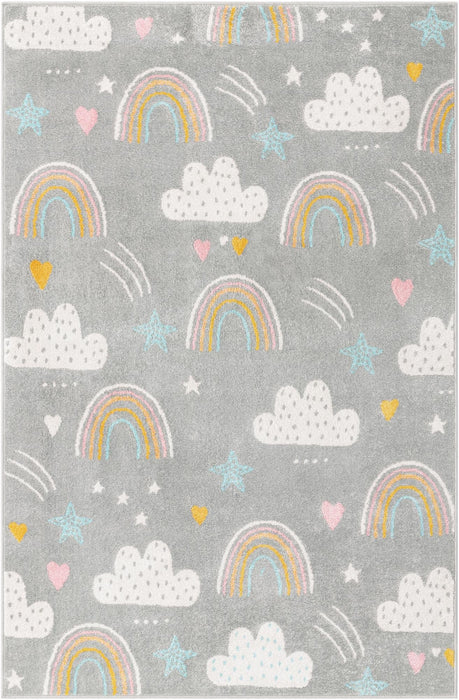 Unique Loom Whimsy Kids Collection Area Rug - Rainbow, Stars, And Clouds