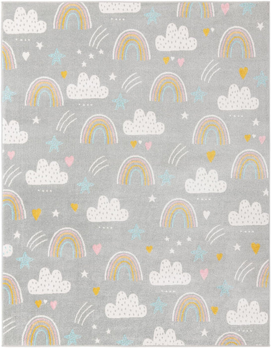 Unique Loom Whimsy Kids Collection Area Rug - Rainbow, Stars, And Clouds