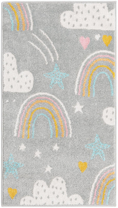 Unique Loom Whimsy Kids Collection Area Rug - Rainbow, Stars, And Clouds
