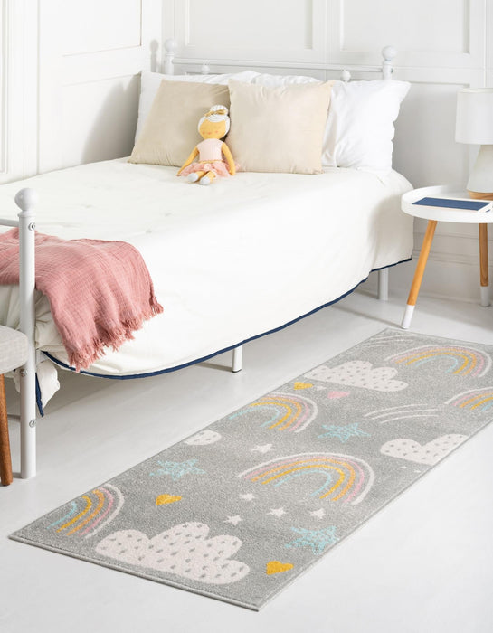Unique Loom Whimsy Kids Collection Area Rug - Rainbow, Stars, And Clouds