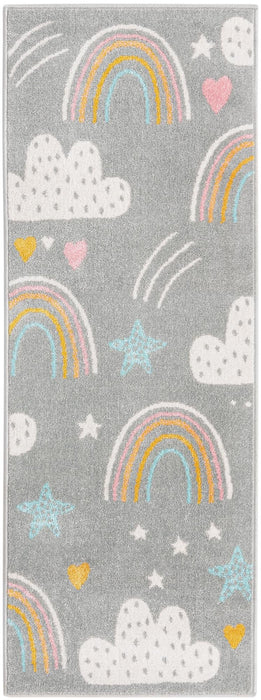 Unique Loom Whimsy Kids Collection Area Rug - Rainbow, Stars, And Clouds