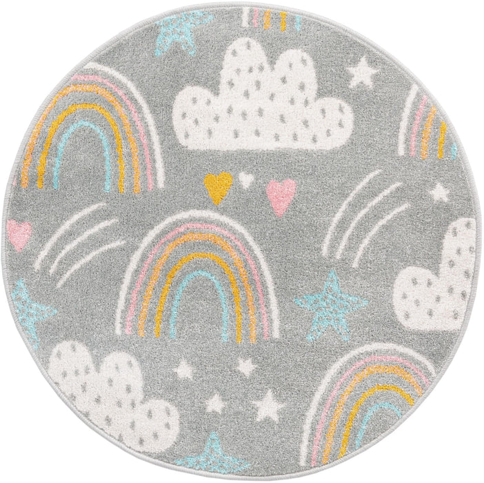Unique Loom Whimsy Kids Collection Area Rug - Rainbow, Stars, And Clouds