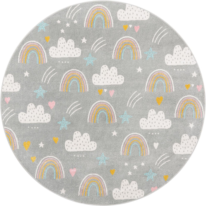 Unique Loom Whimsy Kids Collection Area Rug - Rainbow, Stars, And Clouds