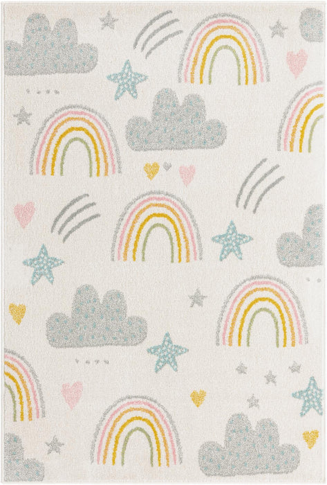 Unique Loom Whimsy Kids Collection Area Rug - Rainbow, Stars, And Clouds