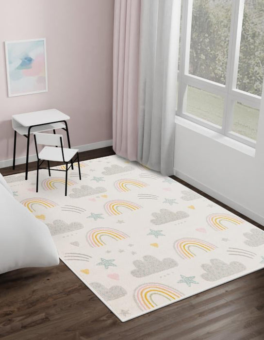 Unique Loom Whimsy Kids Collection Area Rug - Rainbow, Stars, And Clouds