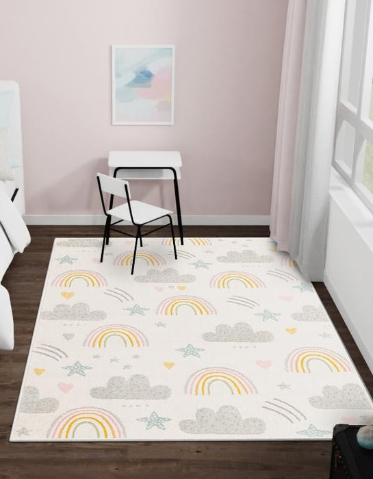 Unique Loom Whimsy Kids Collection Area Rug - Rainbow, Stars, And Clouds