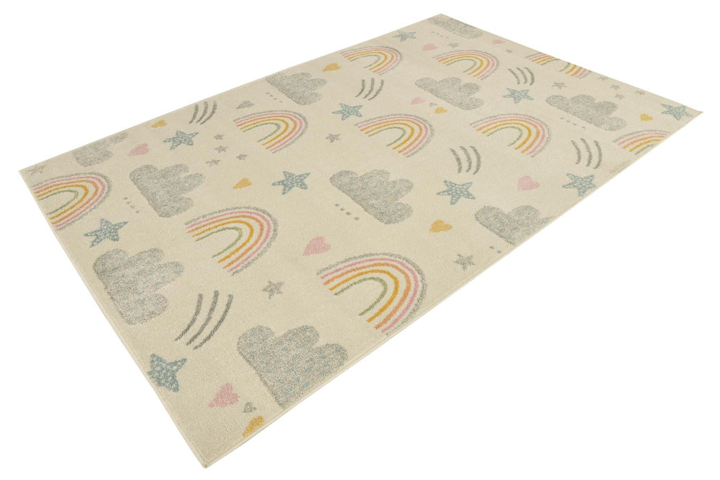 Unique Loom Whimsy Kids Collection Area Rug - Rainbow, Stars, And Clouds