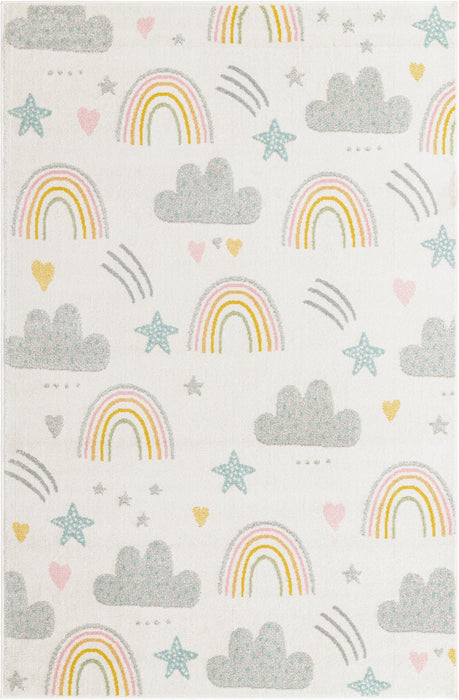 Unique Loom Whimsy Kids Collection Area Rug - Rainbow, Stars, And Clouds