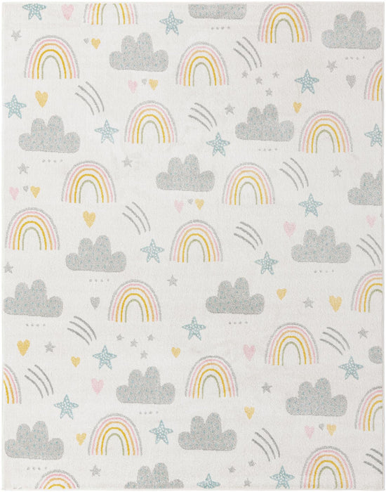 Unique Loom Whimsy Kids Collection Area Rug - Rainbow, Stars, And Clouds