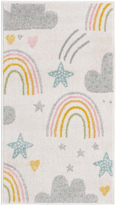 Unique Loom Whimsy Kids Collection Area Rug - Rainbow, Stars, And Clouds