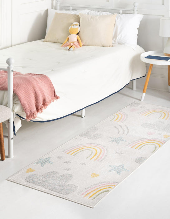 Unique Loom Whimsy Kids Collection Area Rug - Rainbow, Stars, And Clouds