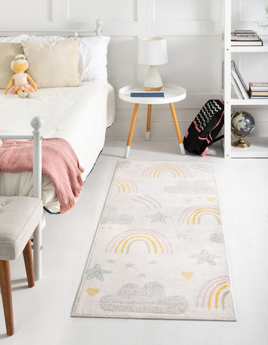 Unique Loom Whimsy Kids Collection Area Rug - Rainbow, Stars, And Clouds