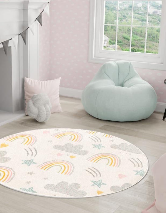 Unique Loom Whimsy Kids Collection Area Rug - Rainbow, Stars, And Clouds