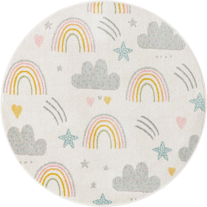 Unique Loom Whimsy Kids Collection Area Rug - Rainbow, Stars, And Clouds