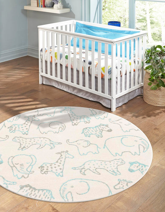Unique Loom Whimsy Kids Collection Area Rug - Safari Animals