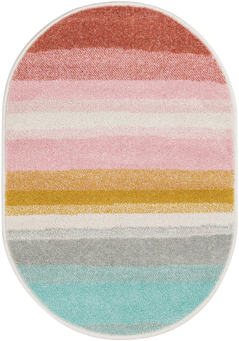 Unique Loom Whimsy Kids Collection Area Rug - Pastel Abstract Rainbow