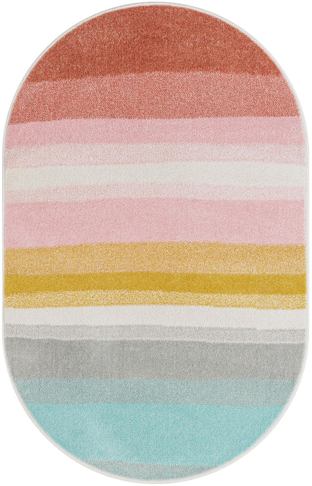 Unique Loom Whimsy Kids Collection Area Rug - Pastel Abstract Rainbow