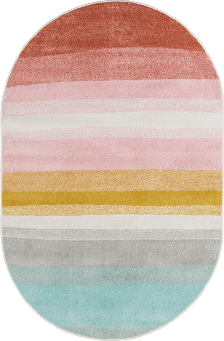 Unique Loom Whimsy Kids Collection Area Rug - Pastel Abstract Rainbow