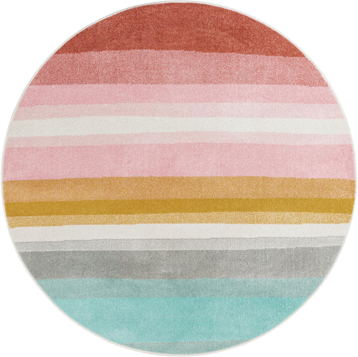 Unique Loom Whimsy Kids Collection Area Rug - Pastel Abstract Rainbow