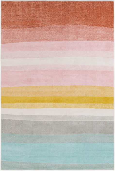 Unique Loom Whimsy Kids Collection Area Rug - Pastel Abstract Rainbow