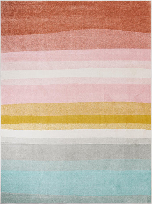 Unique Loom Whimsy Kids Collection Area Rug - Pastel Abstract Rainbow