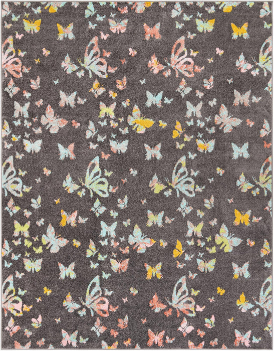 Unique Loom Whimsy Kids Collection Area Rug - Butterflies