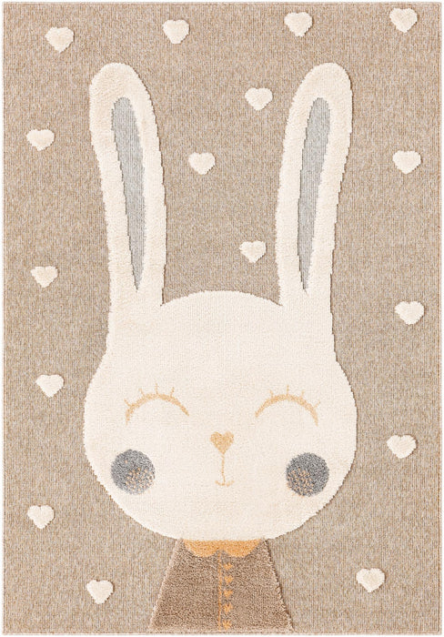 Unique Loom Whimsy Kids Collection Area Rug - Heart Bunny