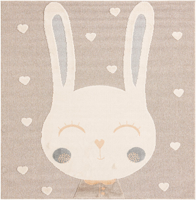 Unique Loom Whimsy Kids Collection Area Rug - Heart Bunny