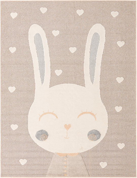 Unique Loom Whimsy Kids Collection Area Rug - Heart Bunny