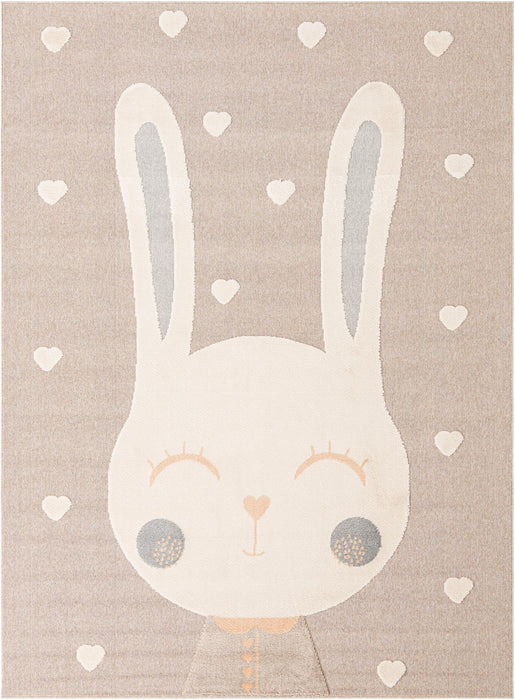 Unique Loom Whimsy Kids Collection Area Rug - Heart Bunny