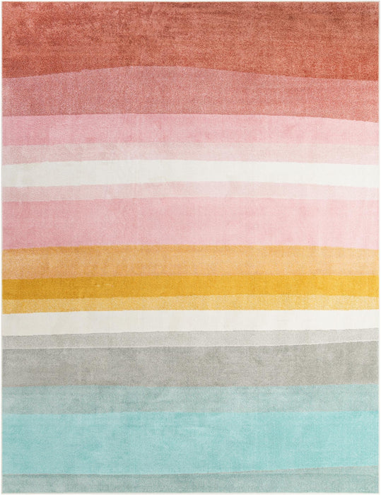 Unique Loom Whimsy Kids Collection Area Rug - Pastel Abstract Rainbow