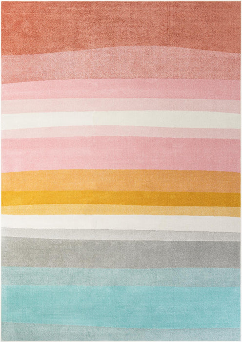 Unique Loom Whimsy Kids Collection Area Rug - Pastel Abstract Rainbow