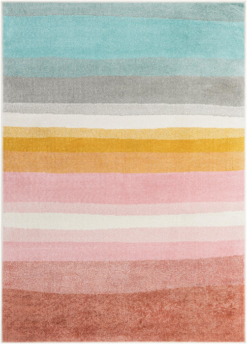 Unique Loom Whimsy Kids Collection Area Rug - Pastel Abstract Rainbow