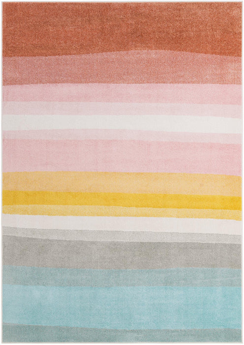 Unique Loom Whimsy Kids Collection Area Rug - Pastel Abstract Rainbow