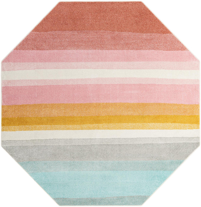 Unique Loom Whimsy Kids Collection Area Rug - Pastel Abstract Rainbow