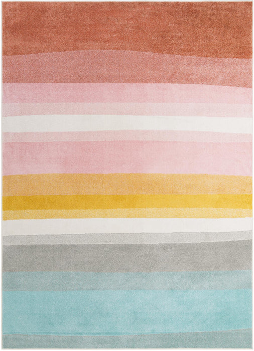 Unique Loom Whimsy Kids Collection Area Rug - Pastel Abstract Rainbow