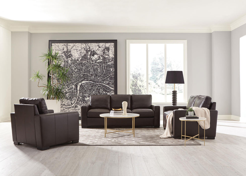 Boardmead Upholstered Track Arm Loveseat Dark Brown