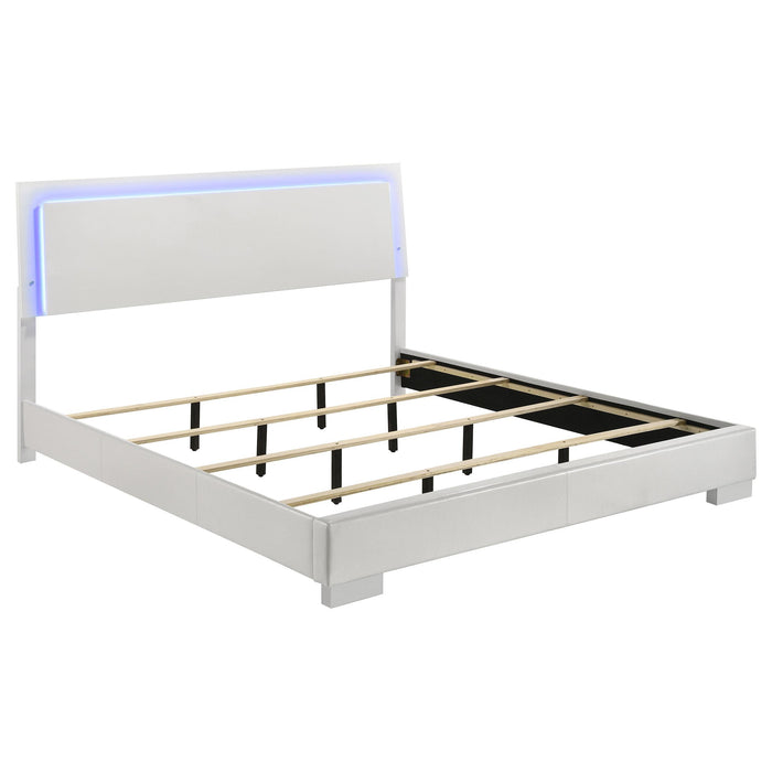 Felicity Panel Bed with LED Lighting Glossy White
